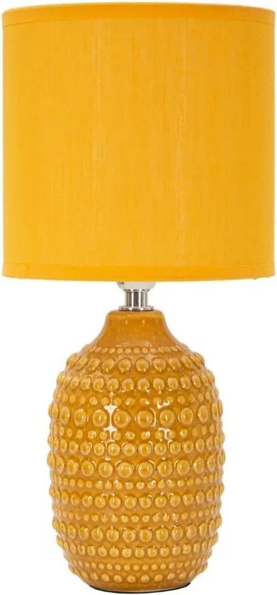 Mustársárga kerámia asztali lámpa textil búrával (magasság 30,5 cm) Points – Mauro Ferretti