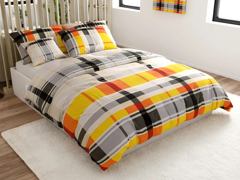 Renforcé pamut ágynemű ORANGE KUBE színes Ágyneműhuzat mérete: 70 x 90 cm | 140 x 200 cm
