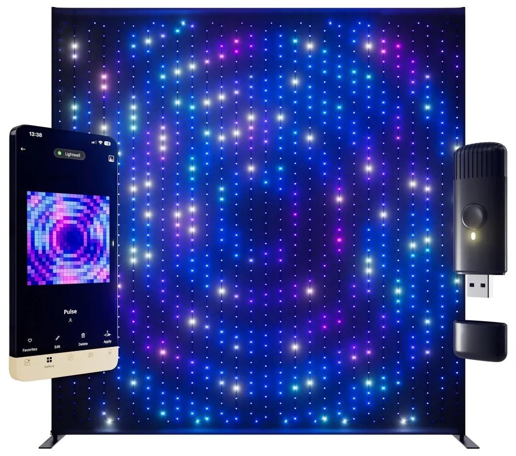 Twinkly TWDJ1120STP-BEU - LED RGBW kültéri fényfal 1120xLED 2,6x2,7 m IP44 Wi-Fi