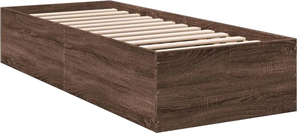 vidaXL barna tölgyszínű szerelt fa ágykeret 90 x 200 cm