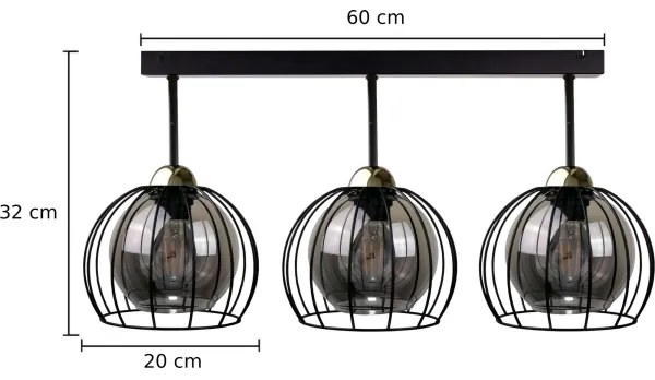 Felületre szerelhető csillár SOLO BLACK 3xE27/60W/230V fekete/arany