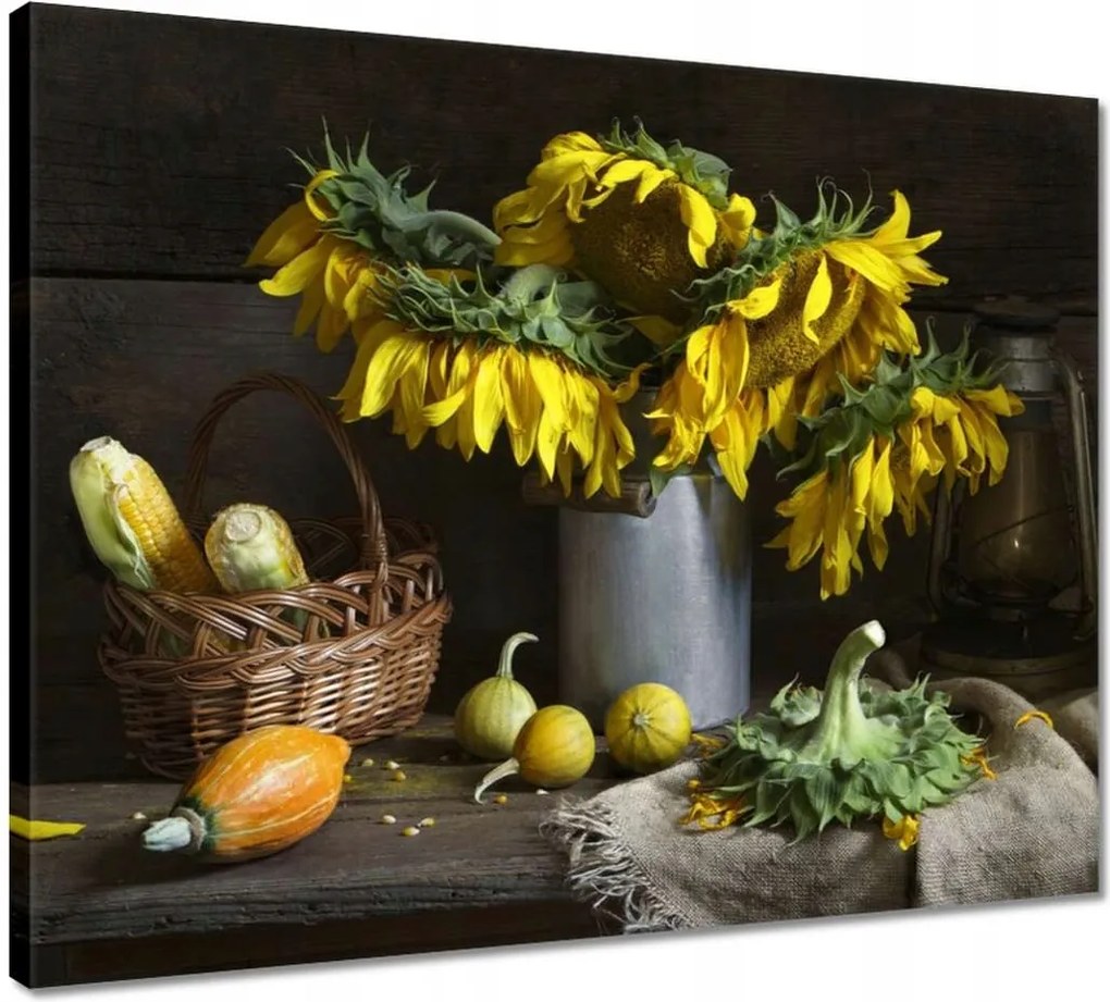 Vászonkép 50x40 Napraforgók vázában