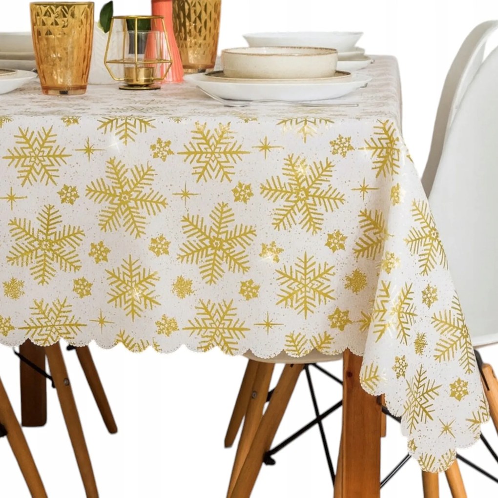 Abrosz Karácsonyi Arany Fehér arany hópehely 110x160 foltálló csillag