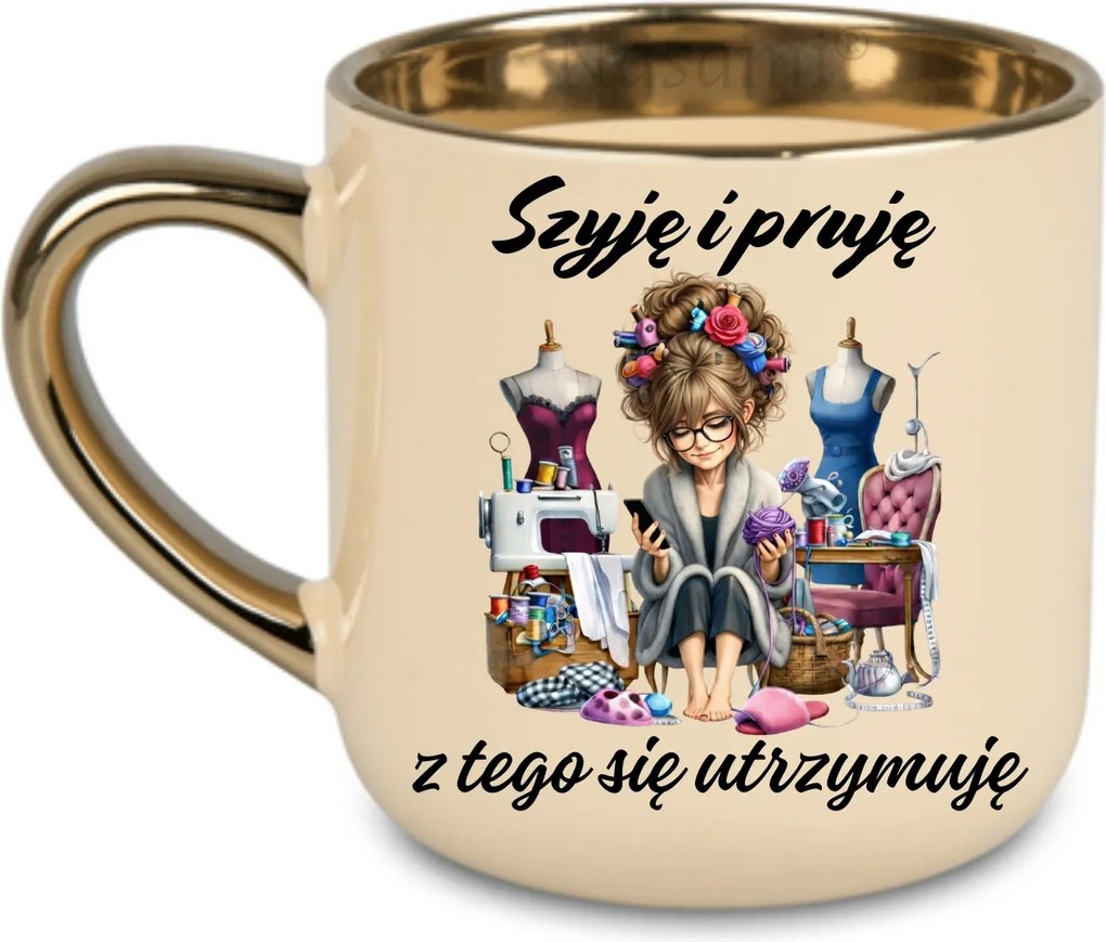 Elegáns bögre Nyakba akasztható, barna 400 Krémszínű