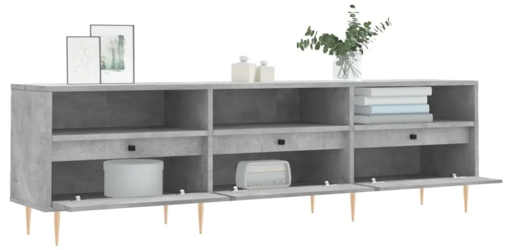 betonszürke szerelt fa TV-szekrény 150x30x44,5 cm