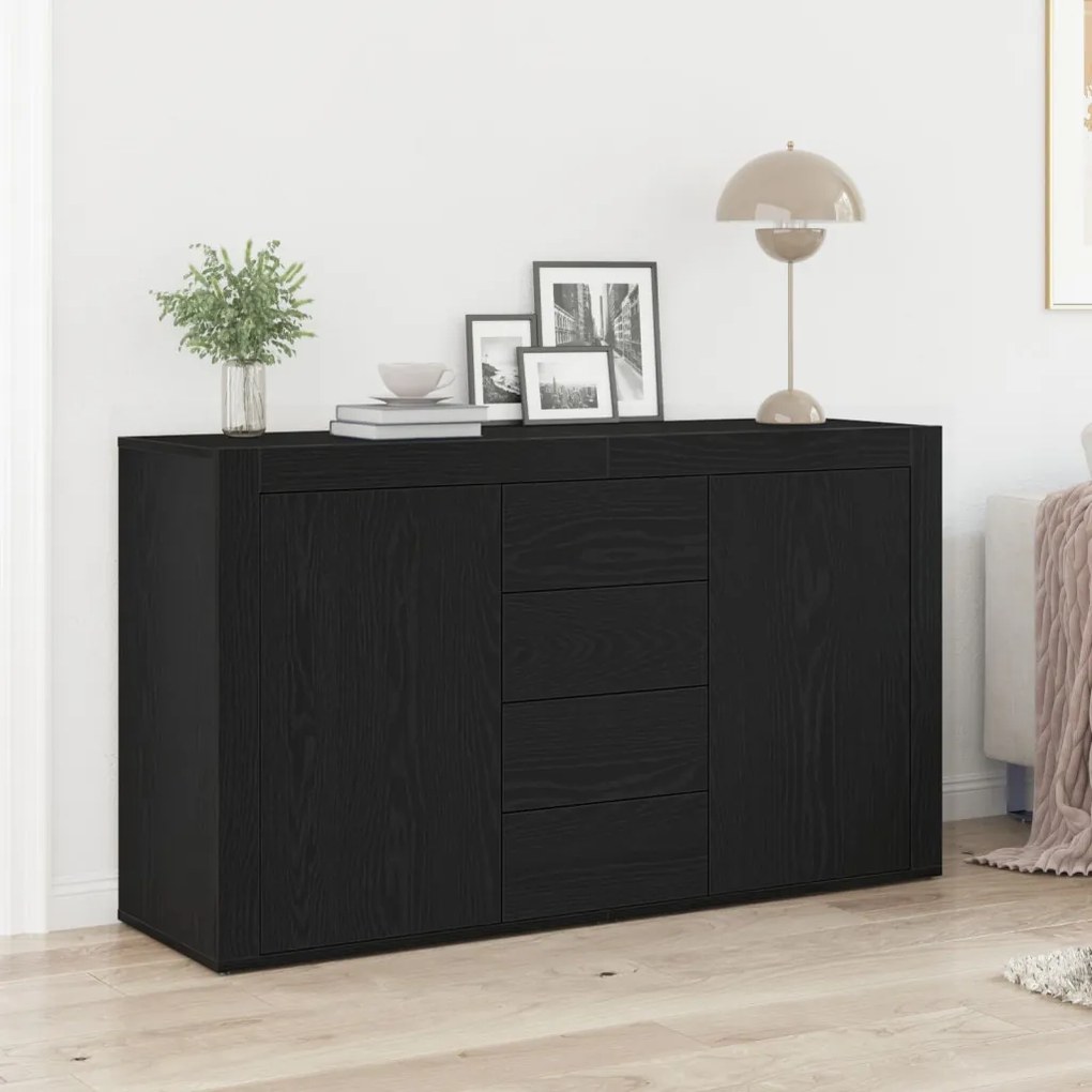 Oldalszekrény Fekete tölgy Szerelt fa 120 x 36 x 69 cm Tárolás