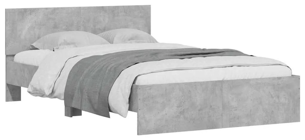 betonszürke ágykeret fejtámlával és LED-del 135x190 cm