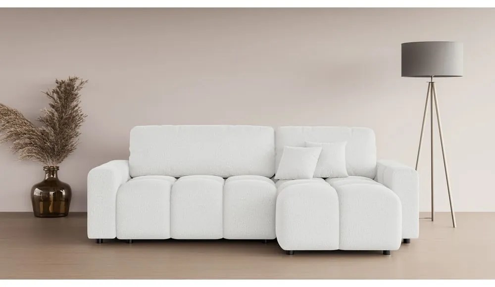 Fehér kinyitható sarokkanapé (variálható) Luki – Ropez