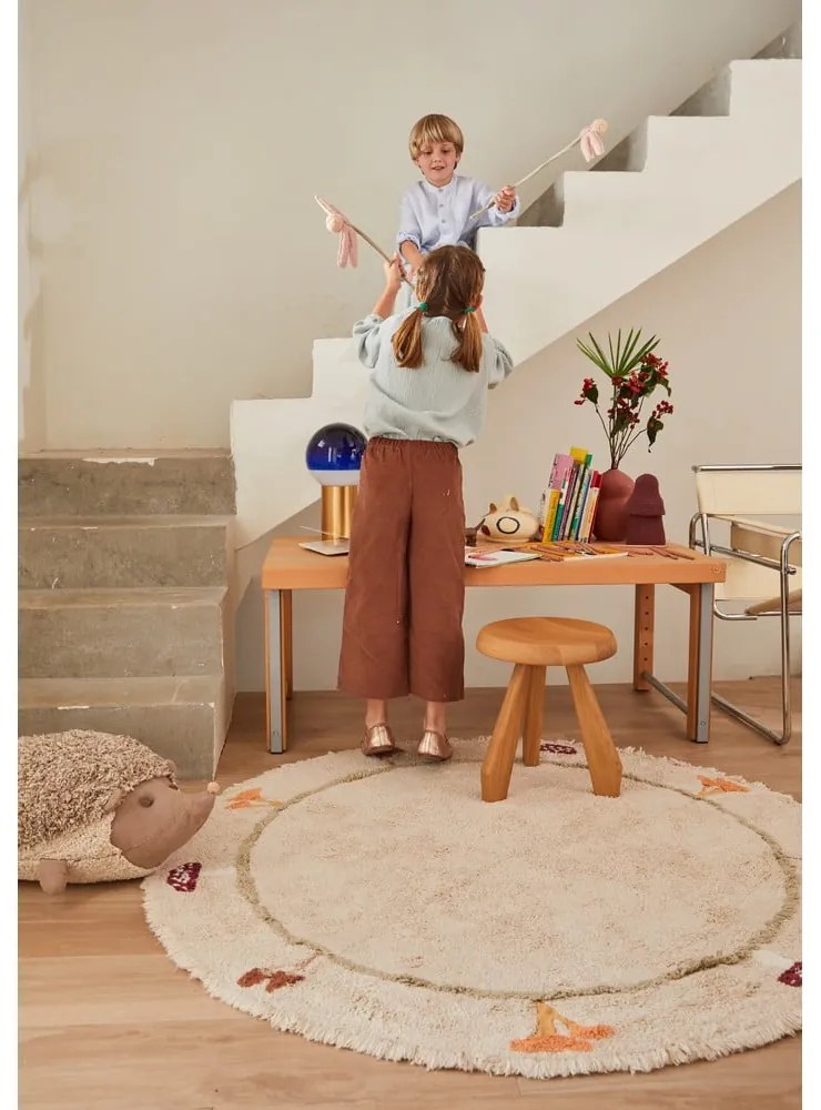Bézs mosható kézi szövésű pamut gyerek szőnyeg ø140 cm Chanterelle – Lorena Canals