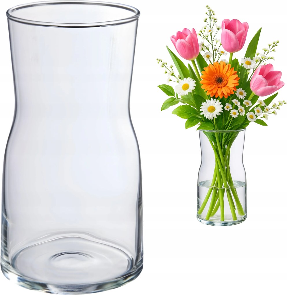 6 x Homokóra Alakú Virág Váza Átlátszó Üveg 17 cm LWZ38