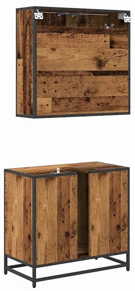 Fürdőszoba bútor szett 2 pcs Régi fa 65 x 33 x 60 cm Faanyag