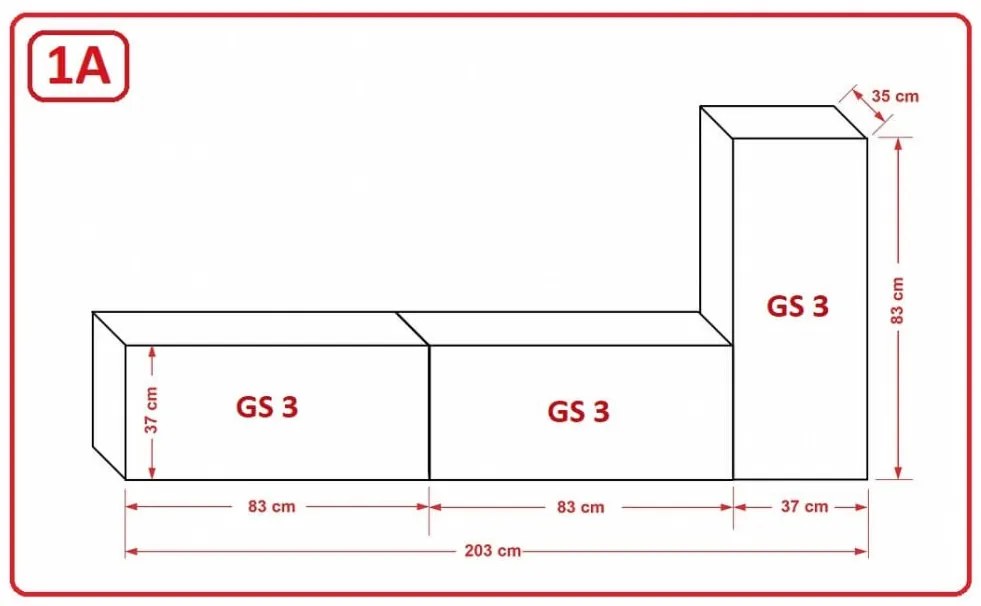 Prince Concept 43 nappali bútor szett magasfényű fehér (203cm)