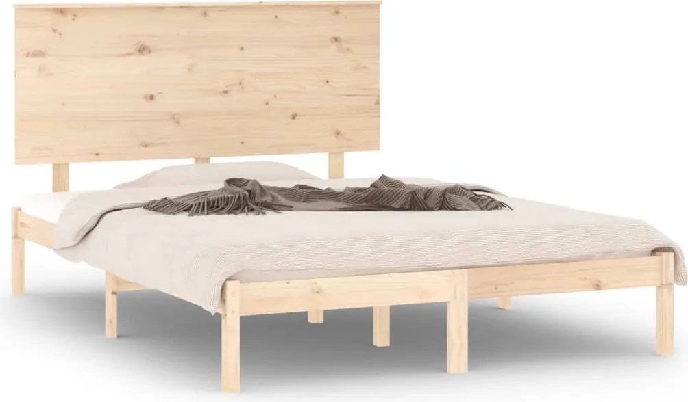 vidaXL tömör fenyőfa ágy matrac nélkül 140 x 190 cm