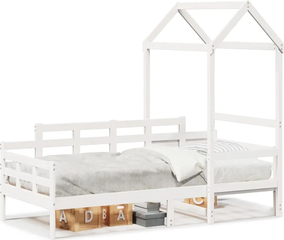 vidaXL fehér tömör fenyőfa kanapéágy tetővel 80 x 200 cm