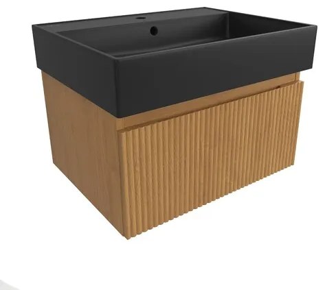 SAT Evolution Fürdőszobaszekrény mosdóval 58x30x44,5 cm méztölgy matt SATEVO60DMU2B