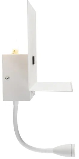 Modern fali lámpa fehér USB-vel és rugalmas karral - Flero