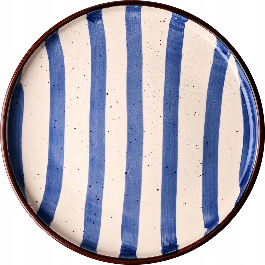 Csíkos Desszertes Tányér 20cm Kerámia Tányér Sütemény