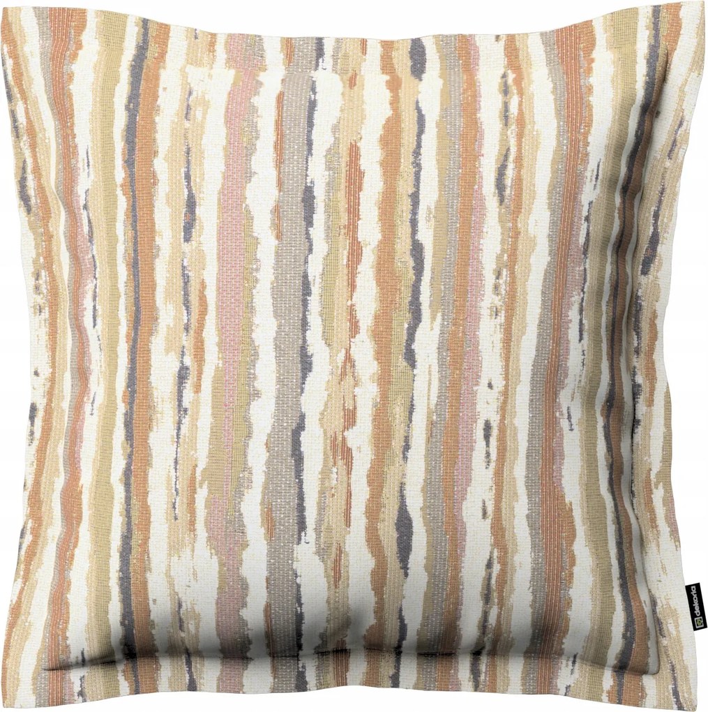Párnahuzat 45x45 olíva-narancs csíkos, krémszínű alapon