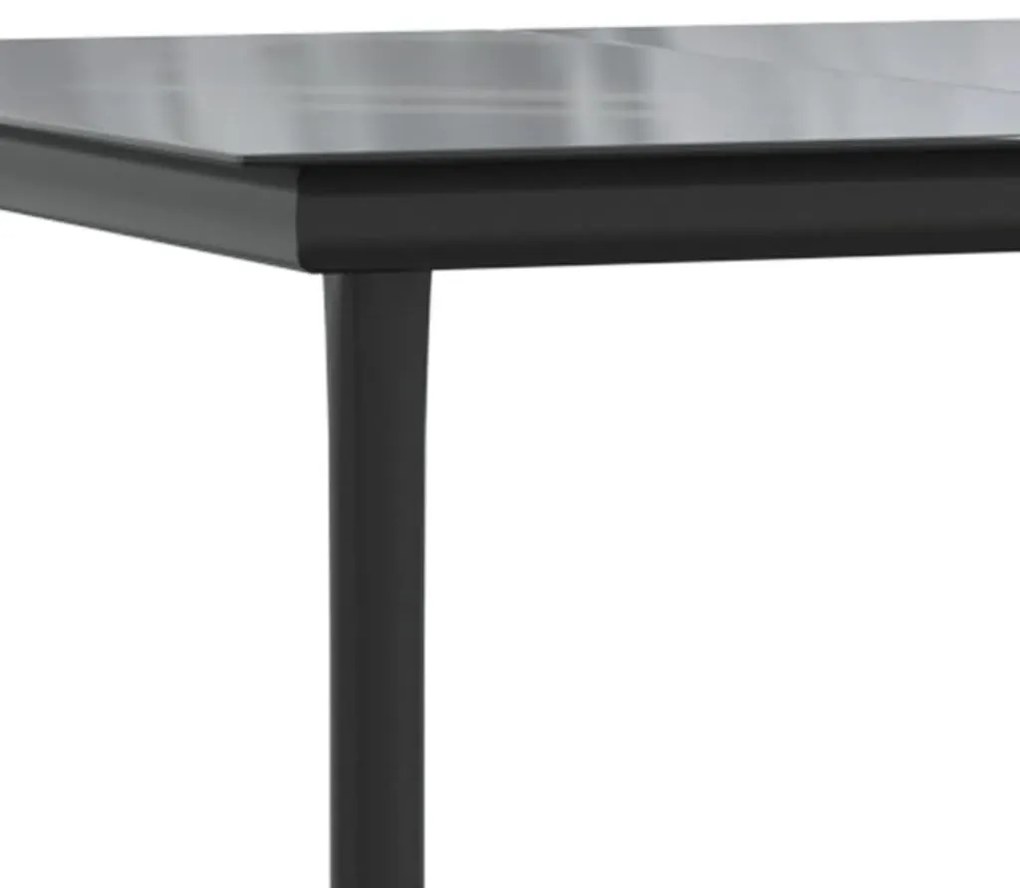 3 részes fekete polyrattan kerti étkezőgarnitúra párnákkal