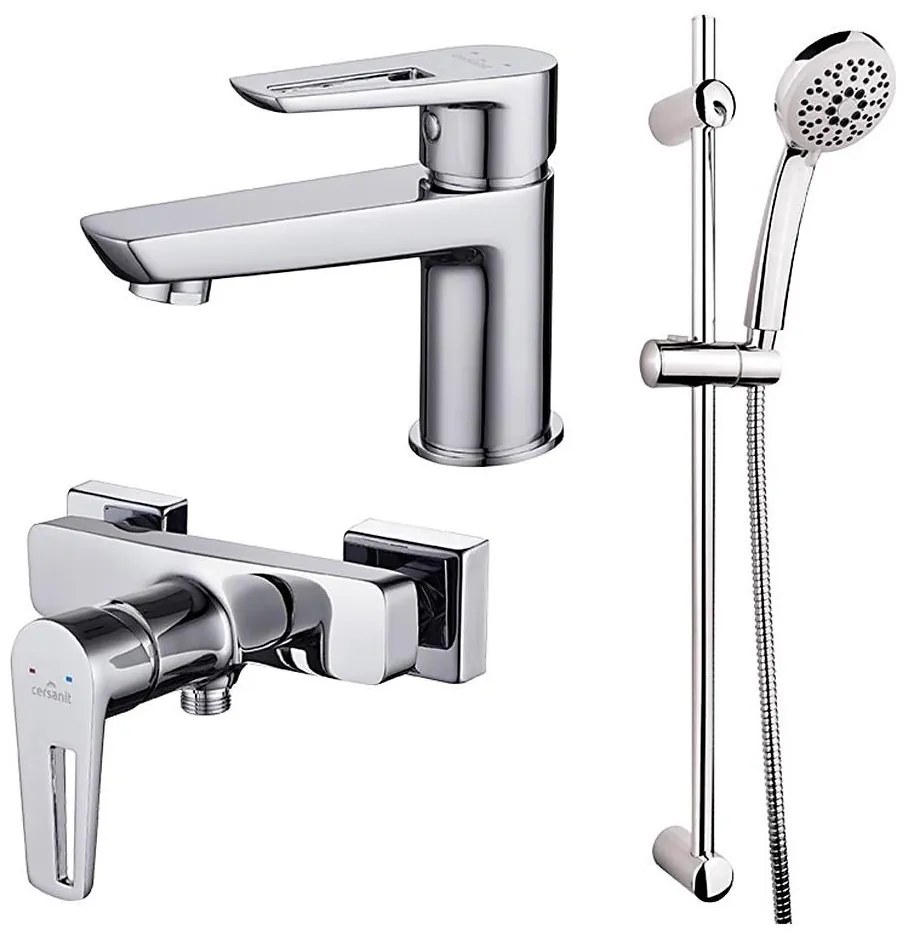 Cersanit S952-004 zuhanyszett csapteleppel + MILLE mosdó csaptelep, króm