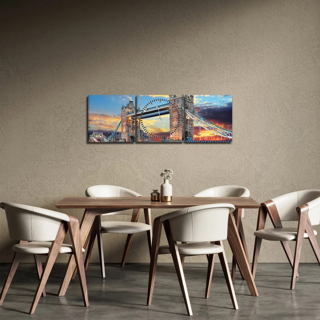 Kép - Tower Bridge, London, Anglia (órával) (90x30 cm)