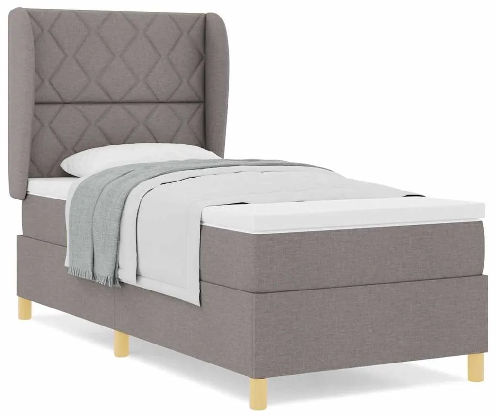 Boxspring ágy matraccal Sötétszürke 90x190 cm Szövet Tópszínű
