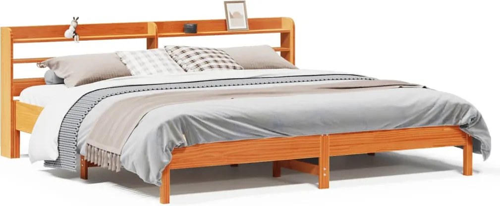 vidaXL viaszbarna tömör fenyőfa ágy matrac nélkül 200 x 200 cm