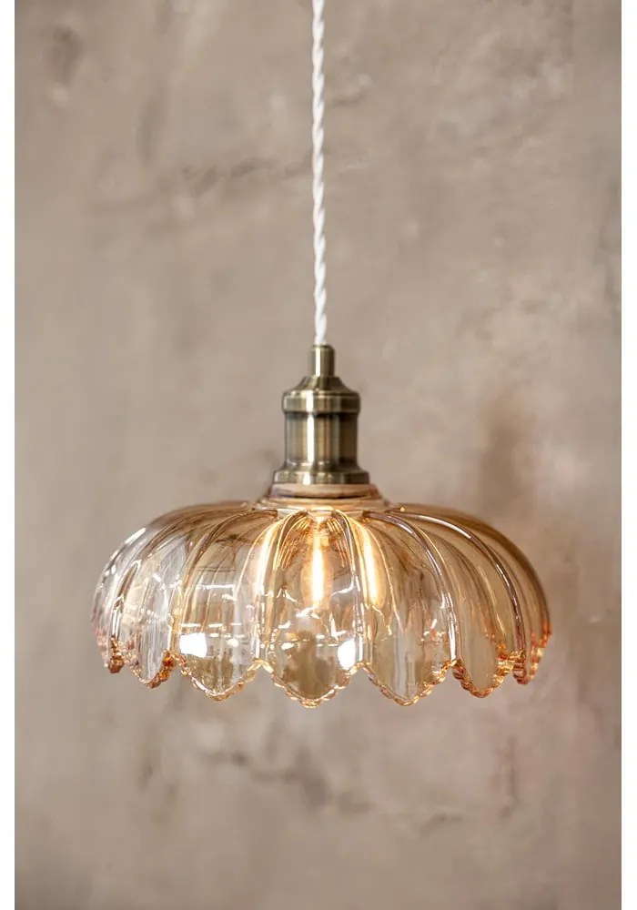 Sárgaréz színű-borostyán színű függőlámpa üveg búrával ø 25,5 cm Kurage – Markslöjd