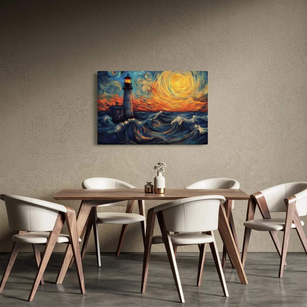 Kép - Világítótorony a hullámokban (90x60 cm)