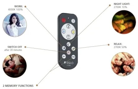 Eglo 98894 - ZUBIETA-A LED 18W 230V dimm. mennyezeti lámpa + távirányító