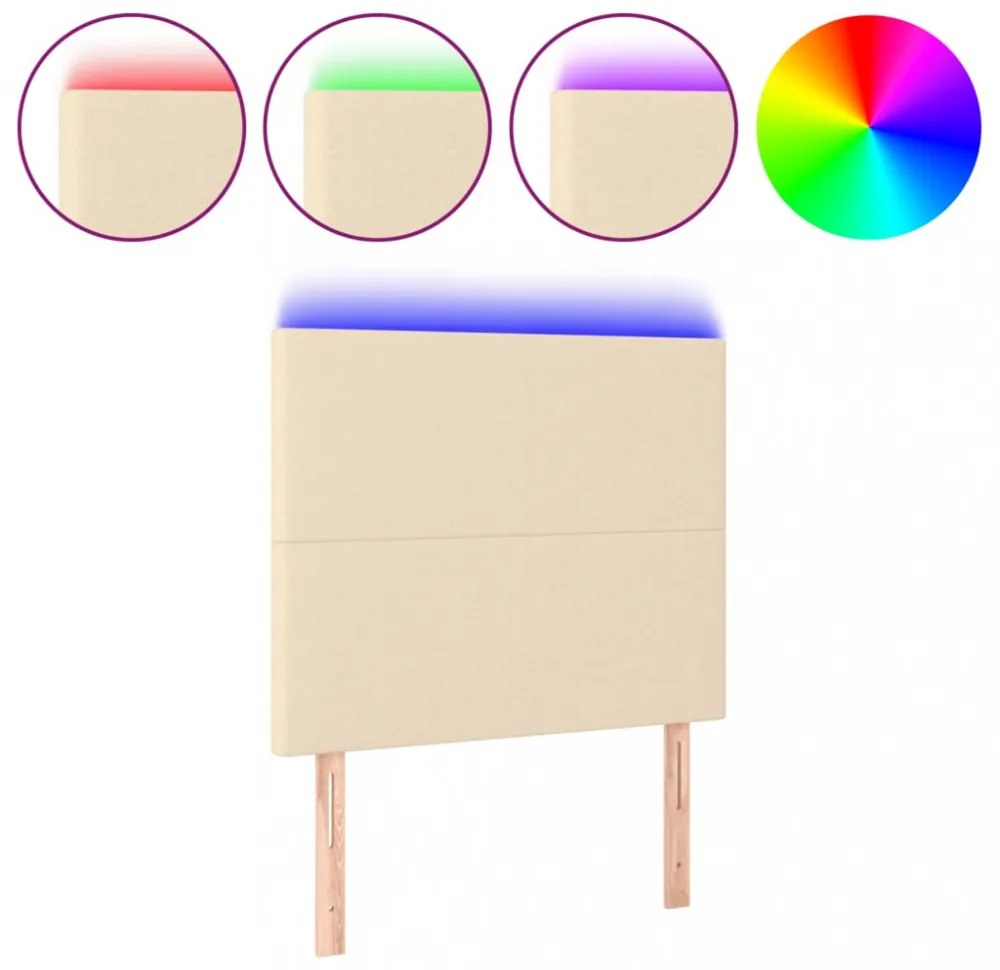 krémszínű szövet LED-es fejtámla 100x5x118/128 cm