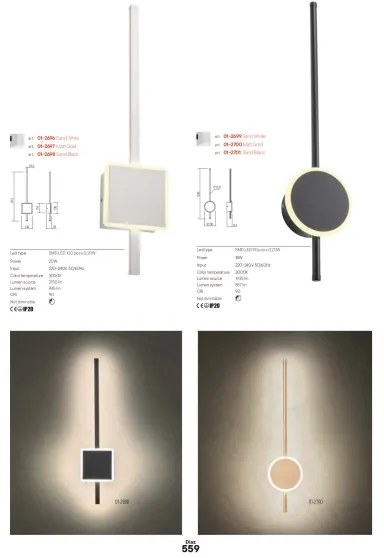 Redo 01-2697 - LED fali lámpa DIAZ LED/20W/230V CRI 90 arany