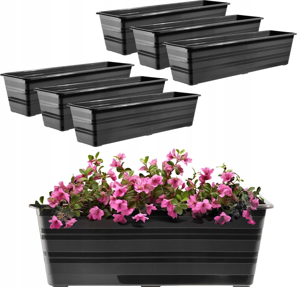 Erkélydoboz Virágtartó Nagy 60cm Virágok Csomag 6 Db Virágágyás