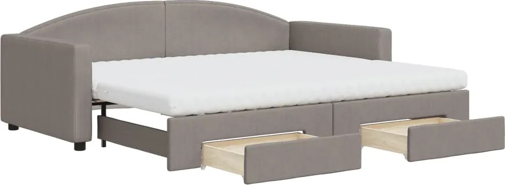 vidaXL tópszínű kihúzható szövet heverő fiókokkal 90 x 200 cm