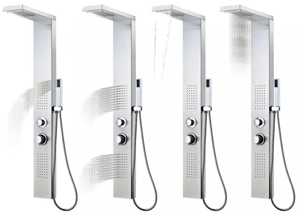 Rozsdamentes acél tusoló panel rendszer szögletes