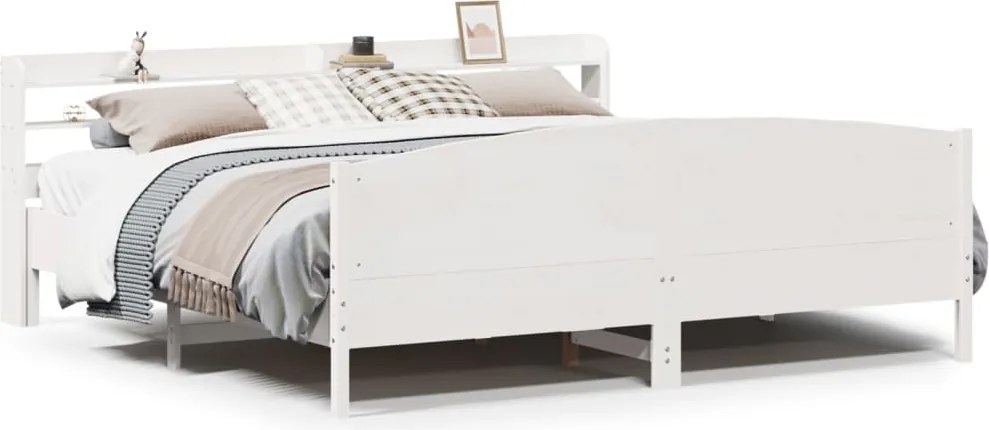 vidaXL fehér tömör fenyőfa ágy matrac nélkül 180 x 200 cm