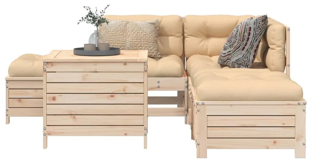 vidaXL 6 részes tömör fenyőfa kerti kanapészett