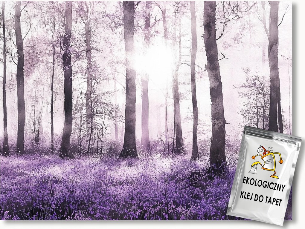 Fotótapéta Flizelina Erdő Fák Lila Virágok Csengő 104x70,5 ragasztó