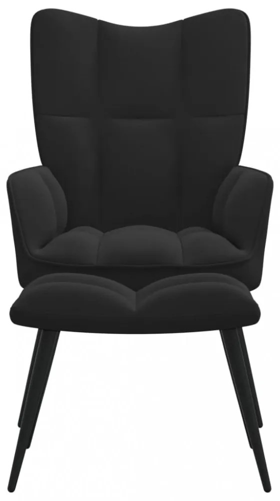 fekete bársony pihenőfotel zsámolynal