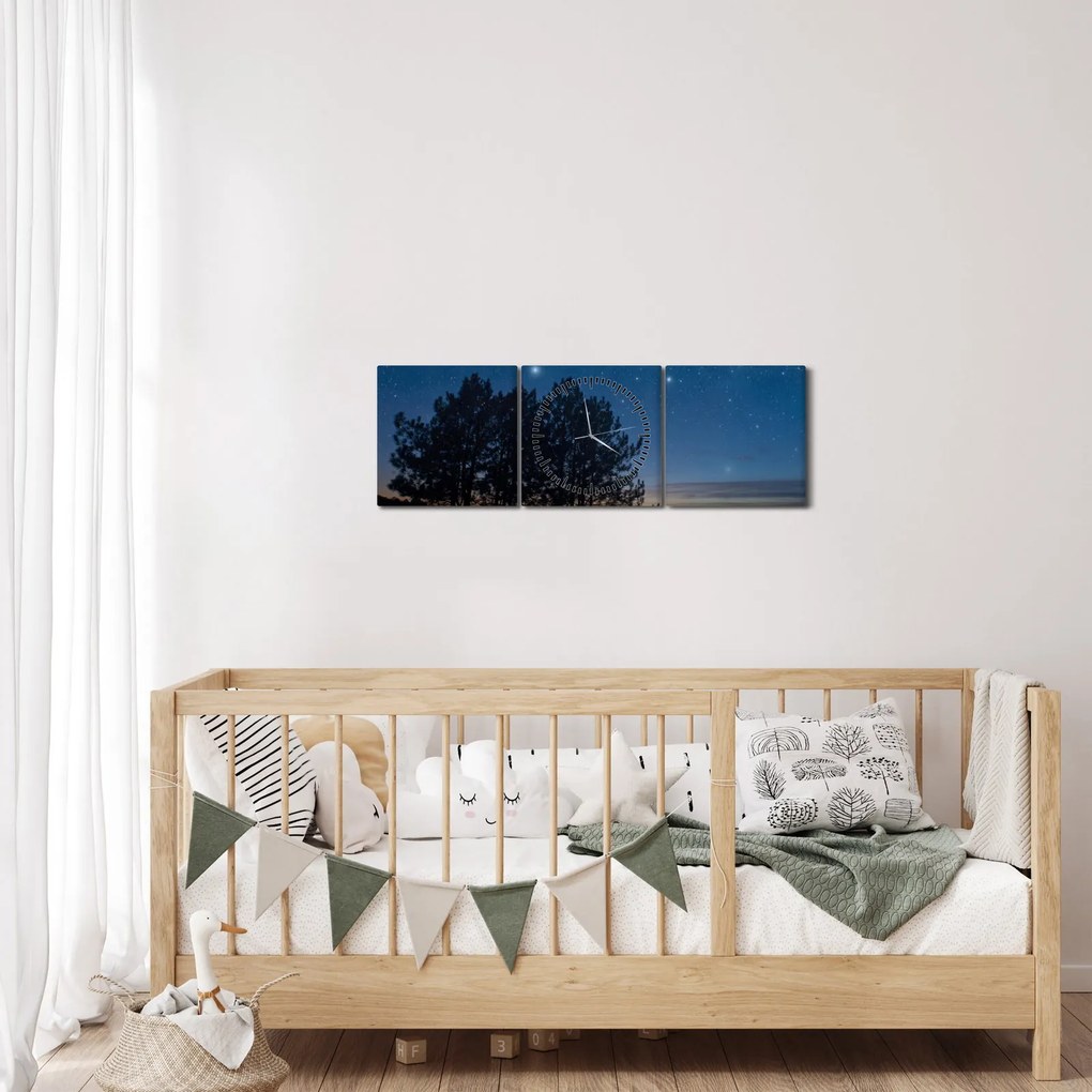 A fák éjjel képe (órával) (90x30 cm)