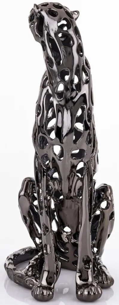 Figura Leopard Ezüst 43x22x18cm