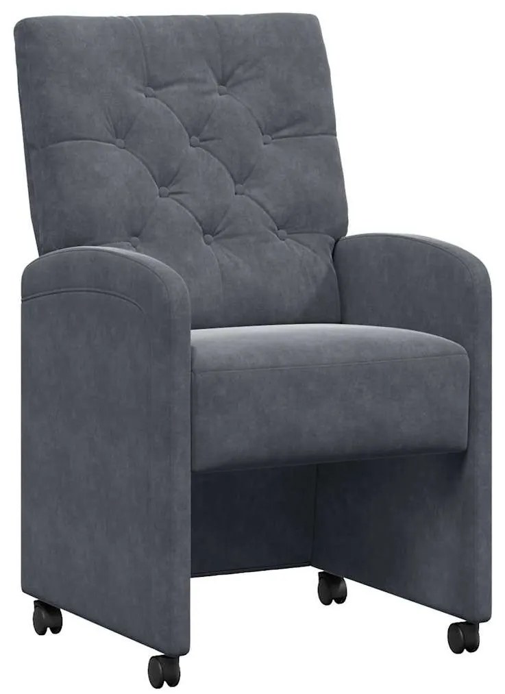 Kerekes Étkező Székek 2 pcs Sötétszürke 58 x 67 x 97 cm Bársony