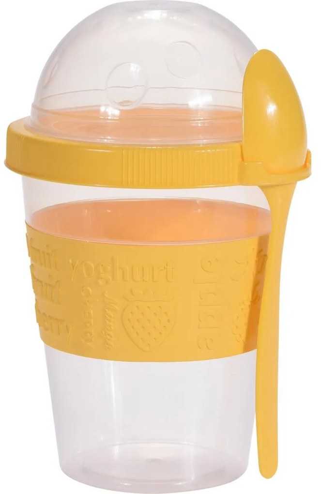 EH Joghurtos pohár kanállal, 600 ml, műanyagszínes
