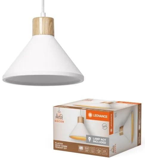 Ledvance - Csillár zsinóron DECOR PLASTER 1xE27/25W/230V átm. 22 cm vakolat fehér