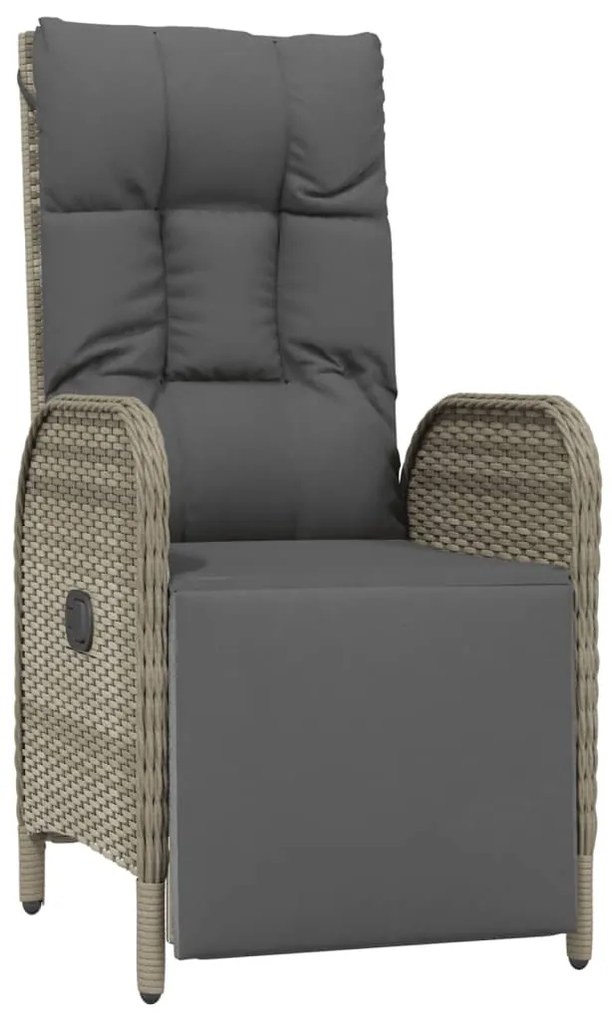 vidaXL 4 részes szürke polyrattan kerti étkezőszett párnával