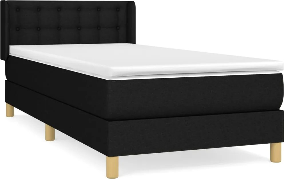 vidaXL fekete szövet rugós ágy matraccal 90x200 cm