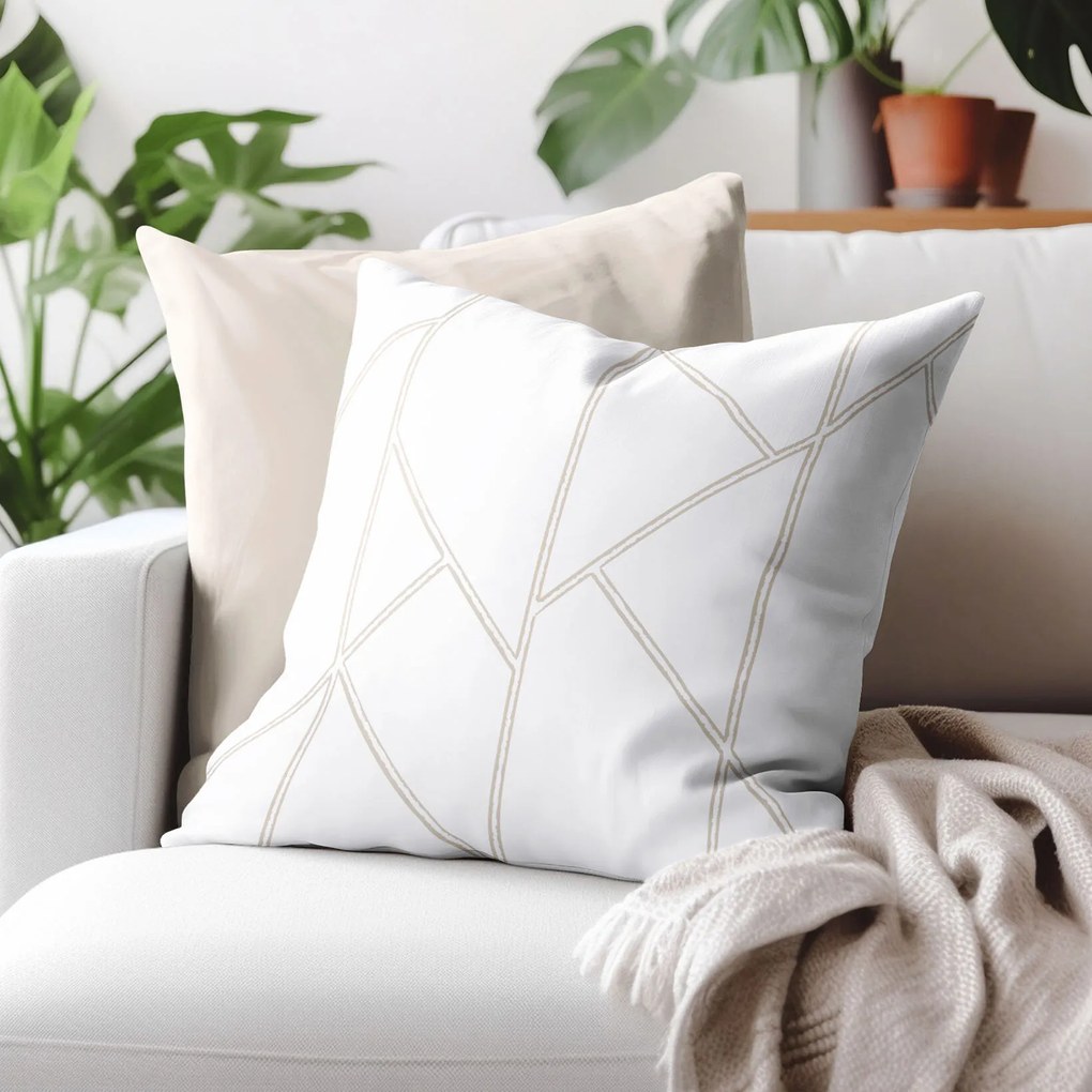 Goldea pamut párnahuzat - geometriai vonalak fehéren 30 x 50 cm