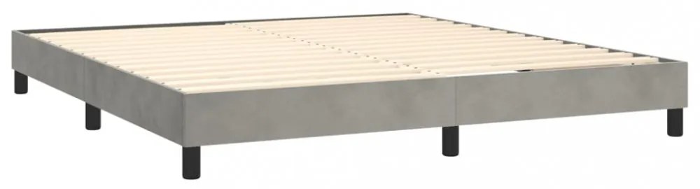 világosszürke bársony rugós és LED-es ágy matraccal 180x200 cm