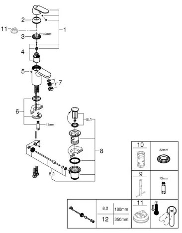 GROHE 32883000 - GET mosdócsaptelep, S méret, fényes króm