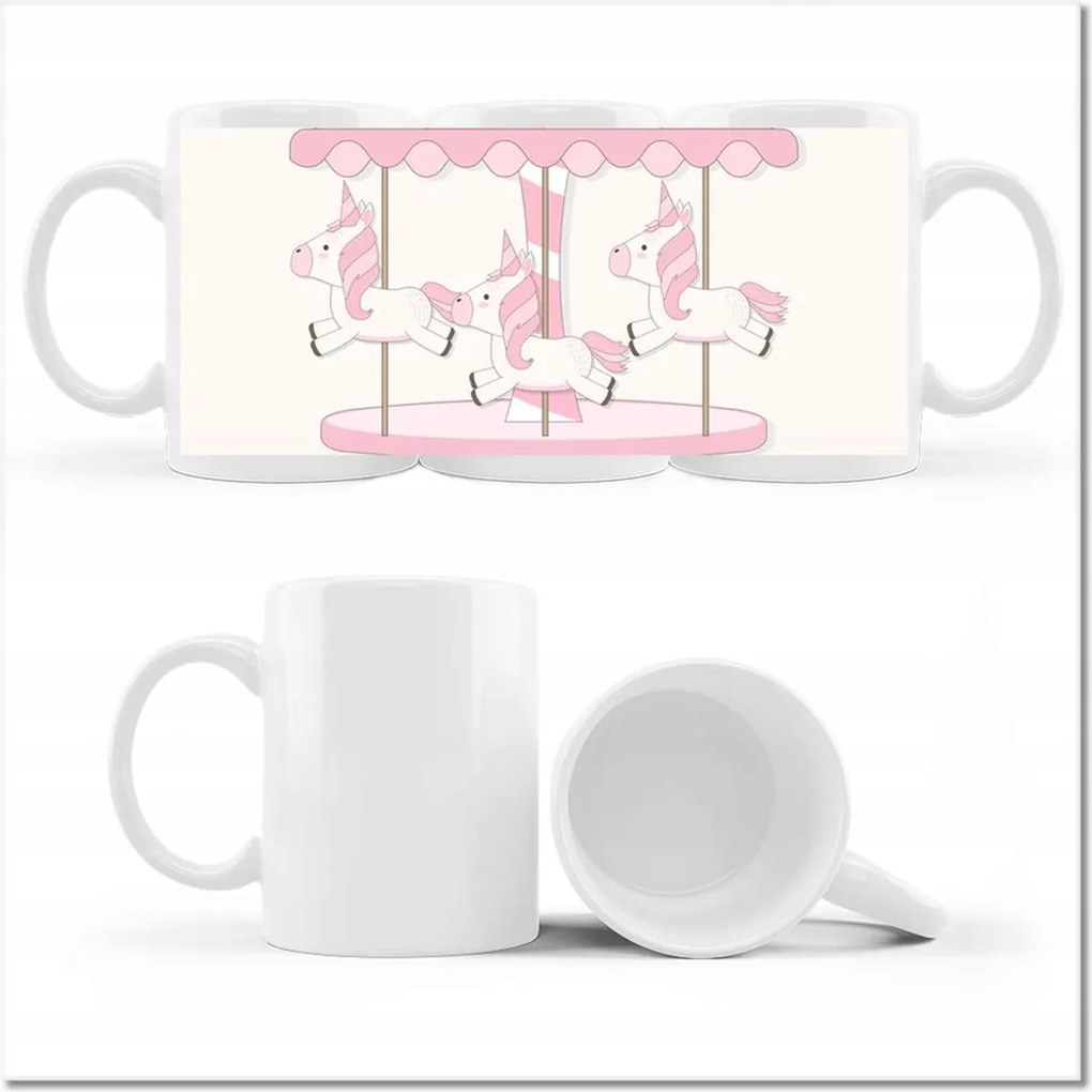 Fotó bögre Rózsaszín unikornisok a körhintán